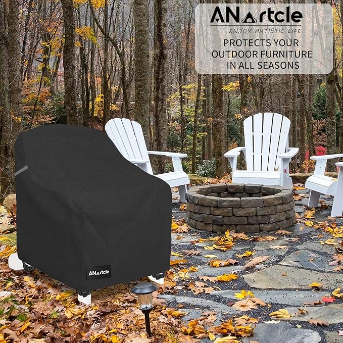 ANartcle Patio Chair Covers,600D Waterproof Heavy Duty Outdoor Lawn Patio Furniture Covers,Patio Swivel Chair Covers for Outdoor Furniture,(32W x 35D x 36H inches) Black