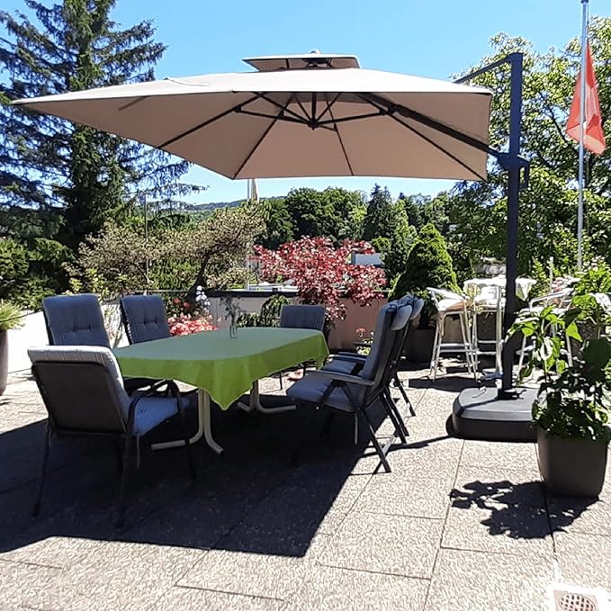 PURPLE LEAF 9' x 12' Cantilever Patio Umbrella Outdoor Umbrella with 280lbs Base Large Rectangular Windproof Offset Umbrella for Pool Deck Garden, Sand Dune