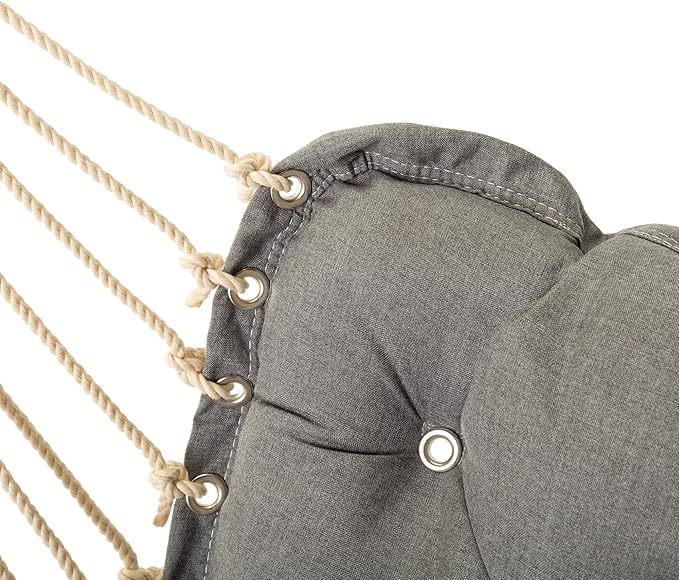 Hatteras Hammocks Cast Slate Sunbrella Tufted Single Swing – 300 lb Capacity, Indoor/Outdoor, Cumaru Spreader Bar – Handcrafted in The USA