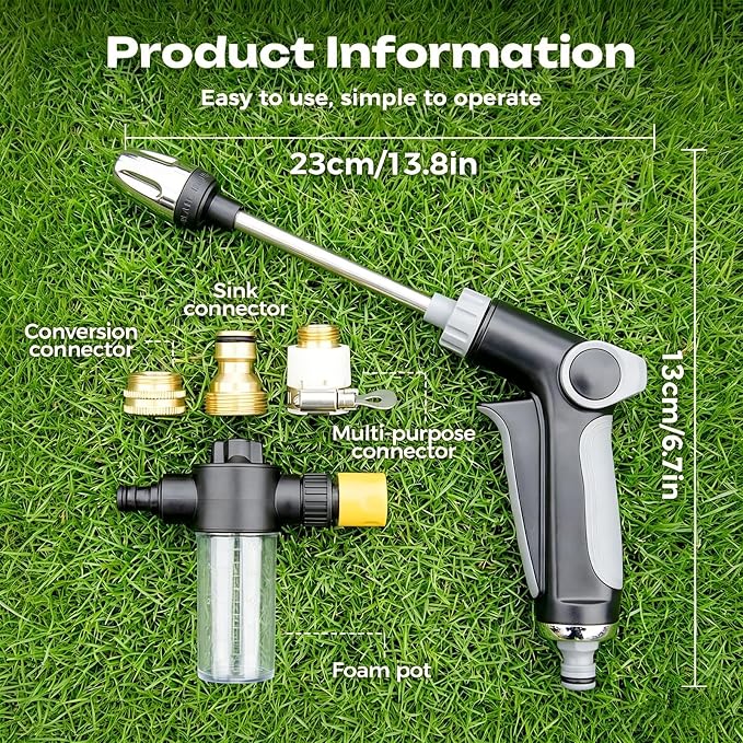 Aquoxis Pressure Washer, High Pressure Power Washer with Adjustable Nozzle, Universal Garden Hose Connection, Multi Spray Modes for Car Patio Outdoor Cleaning (A)