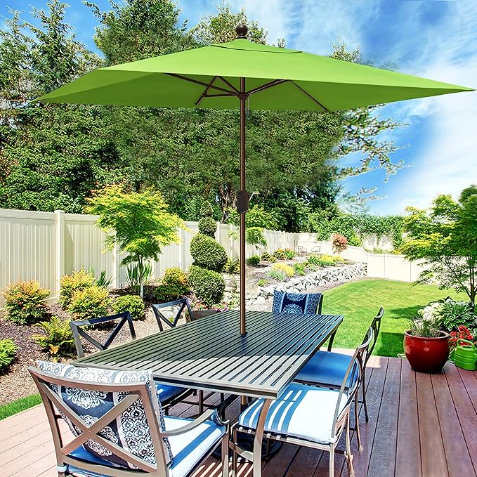 EliteShade USA 10-Year-Non-Fading 6.5x10Ft Rectangular Market Patio Umbrella, UPF 50+ UV Protection Performance Sun Umbrella, Heavy Duty Commercial Grade Outdoor Table Umbrella with Crank, Windproof Vented Top for Garden, Pool, Deck and Outdoor Playset...