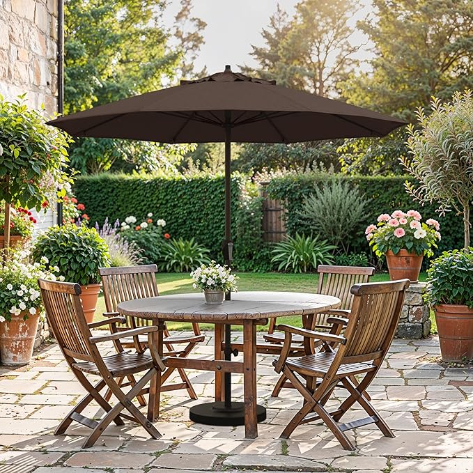 California Umbrella 10-Year Protection 7.5 Ft Outdoor Patio Umbrella, Pacifica Fade-Resistant Fabric, Auto-Tilt, Heavy Duty Aluminum Frame, 8 Reinforced Ribs for Pool or Deck, Bronze Pole, Mocha
