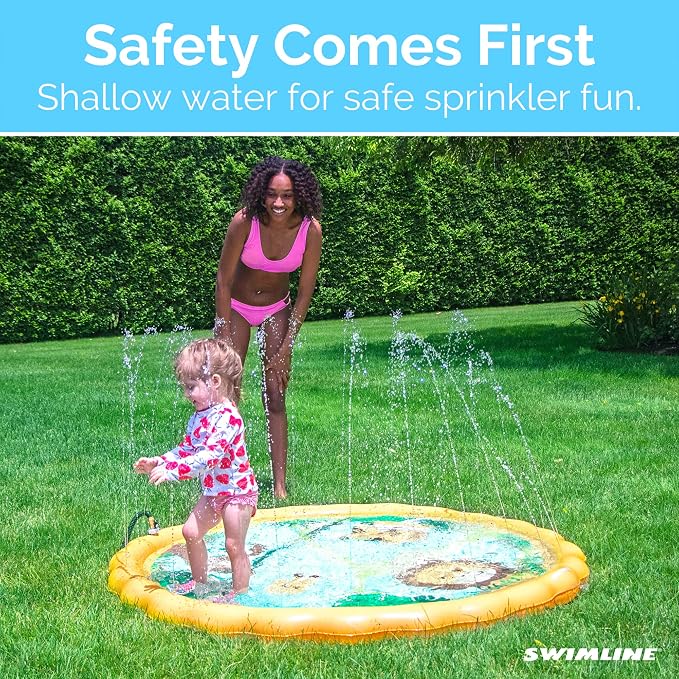 SWIMLINE 68 Inch Sprinkler Mat and Splash Play Mini Pool Outdoor Water Toy Safari Adventure | for Kids and Family Fun | Exciting Backyard Water Action