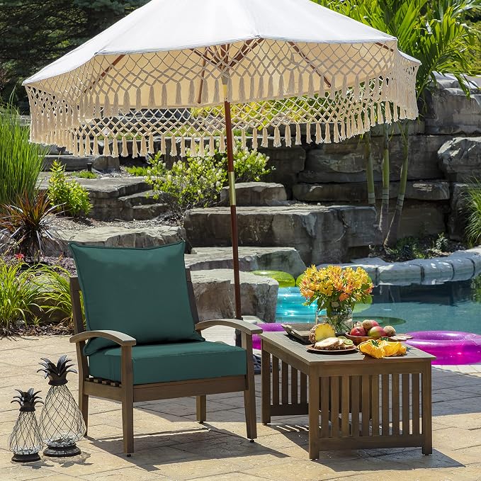 Arden Outdoor Deep Seat Cushion Set, 24x24, Peacock Blue Green