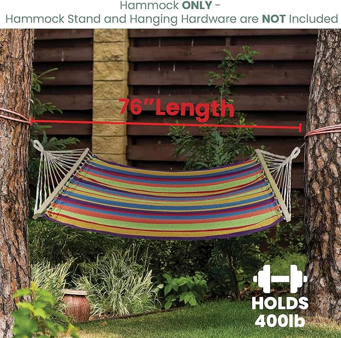 Northlight 32816547 Green 59" x 78" Purple and Yellow Striped Poly Cotton Hammock