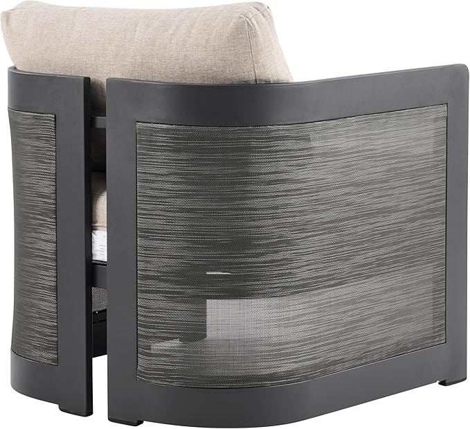 Christopher Knight Home Norhill Patio Sofa Set, 3 Pieces Outdoor Seating Set, Aluminum Patio Furniture Set with Two Club Chairs and Loveseat, Conversation Set for Patio Garden Poolside, Beige + Black