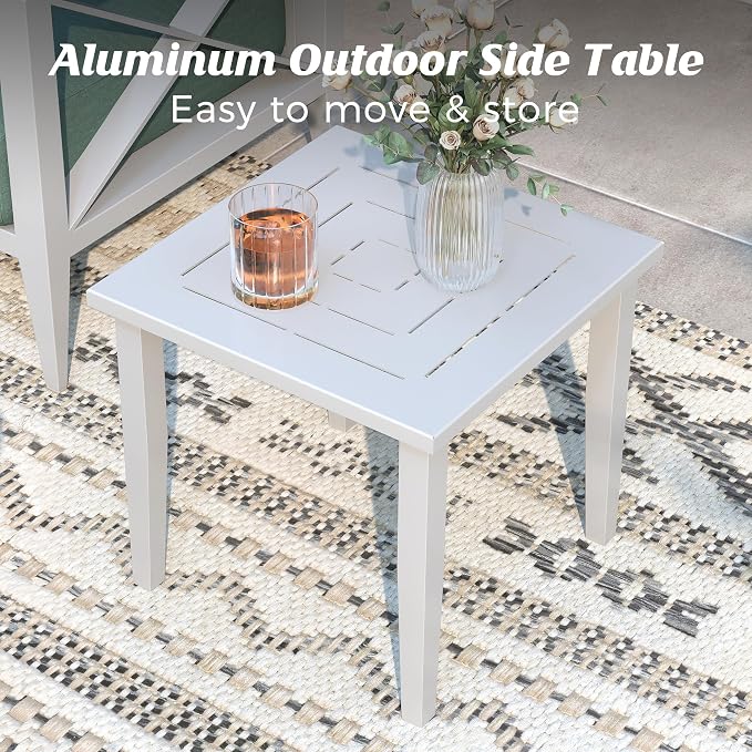 Aluminum Outdoor Patio Furniture Set with 5.2" Thick Cushions, 9-Piece Outdoor Sectional with Plus Coffe Table, Patio Conversation Sets for Backyard,(White,7 Seats)
