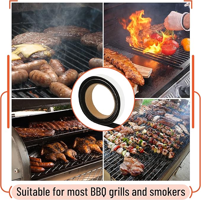 UNCO- Grill Gasket, 3/4"x 1/8", 2 Pack, 5 ft, Smoker Gasket Sealer High Temp, Easy to Cut, Strong Adhesion, Suitable for Most BBQ Grills and Smokers
