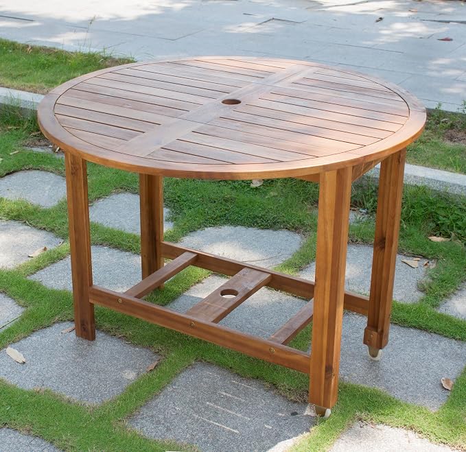 Merry Garden Acacia Folding Dining Table, Outdoor Dining Table Deck Table