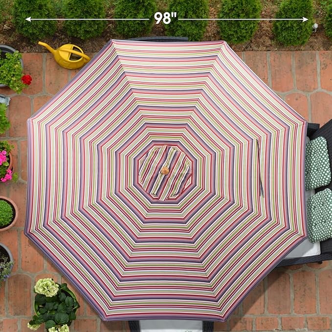 9ft Bamboo Umbrella, Outdoor Patio Umbrella, Waterproof Market Umbrella, 8 Ribs Table Umbrella with Pulley Lift for Garden, Deck, Pool, lawn, Backyard