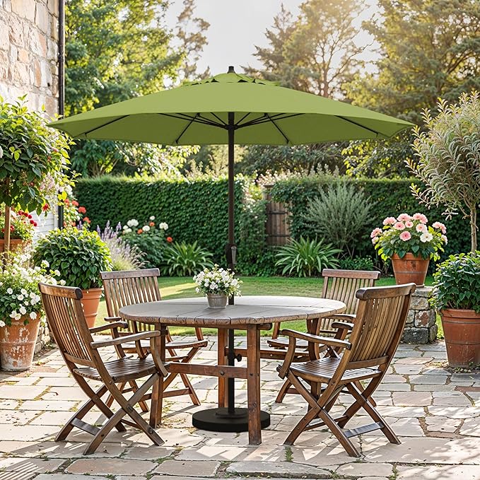 California Umbrella 12-Year Protection 7.5-Ft Outdoor Patio Umbrella, Sunbrella Fade-Resistant Fabric, Auto-Tilt, Heavy Duty Aluminum Frame, 8 Reinforced Ribs for Pool or Deck, Bronze Pole, Macaw
