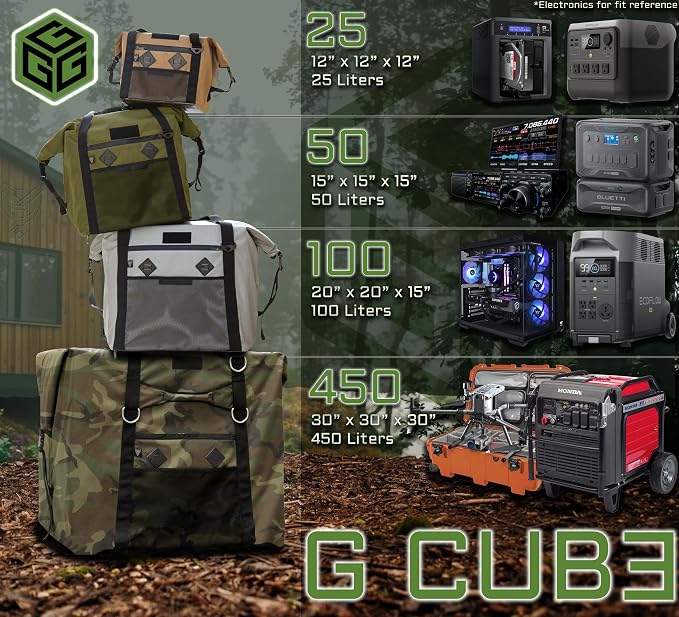 Xtreme Sight Line ~ G CUBƎ 450 + G SØLAR 180 Faraday Bag for Large Generators and Solar Panels ~ Protects Against EMP/CME/EMF/RF ~ Diamond Form Farday Lined Interior ~ Silver