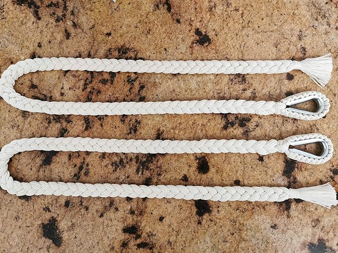 Hammock Ropes + S Hooks (Extra Long -, Natural Ropes with Loop/Ring in One End)