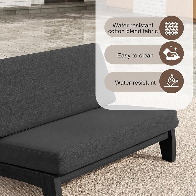 4 Pieces Patio Furniture Sets, All-Weather Outdoor Wood Bistro Set Patio Conversation Coffee Table Chiars and Patio Loveseat for Balcony, Backyard