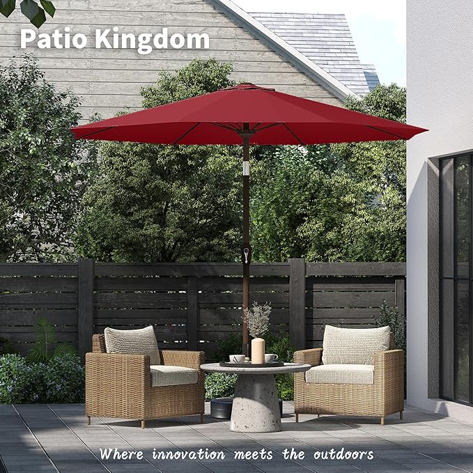 PatioKingdom 11FT Patio Umbrella,Outdoor Umbrella with Push Button Tilt and Crank,Market Table Umbrella with 8 Sturdy Fiberglass Ribs UV Protection