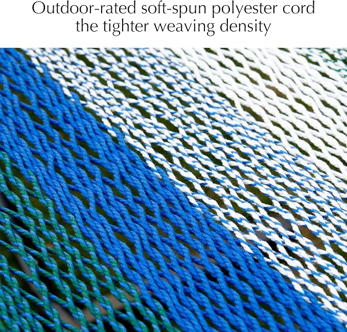 PNAEUT Double Rope Hammocks for Outside, Handwoven Double Caribbean Hammock with Spreader Bar for Outdoor Indoor, Max 600 lbs Capacity (Aqua)