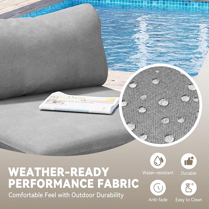 Crestlive Products Oversized Outdoor Couch, 2-Seater Modular Sectional Sofa with Cushions, Modern Patio Conversation Set for Backyard, Deck, Porch or Poolside