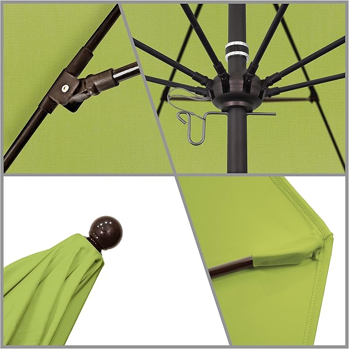 California Umbrella 9' Rd. Venture Series Contract Grade Patio Umbrella, Push Open Pin Stop, Bronze Finish, Sunbrella Macaw