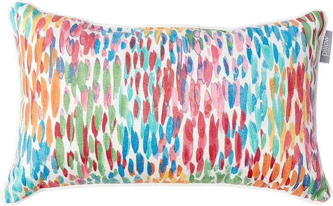Pillow Perfect Abstract Indoor/Outdoor Throw Pillows, 2 Count, Lumbar - 11.5" x 18.5", Blue Make It Rain Zinnia