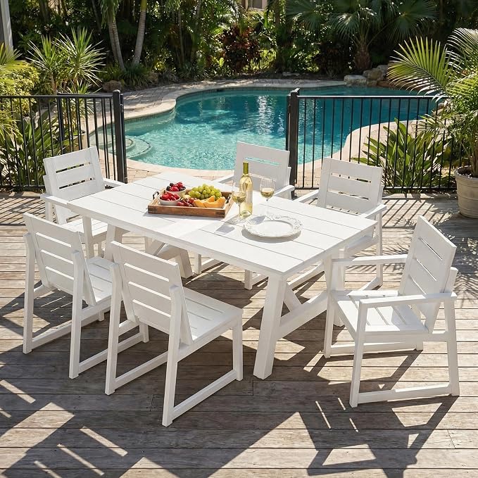 Costaelm Stinson Outdoor Patio HDPE Dining Side Chair, White