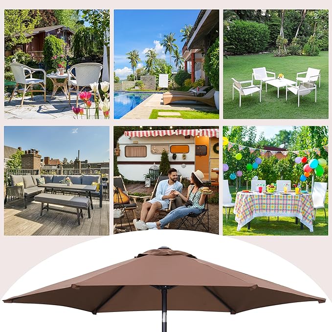 7.5FT Patio Umbrella, Outdoor Table Umbrella, Market Umbrella with Push Button Tilt and Crank for Garden, Lawn, Deck, Backyard & Pool