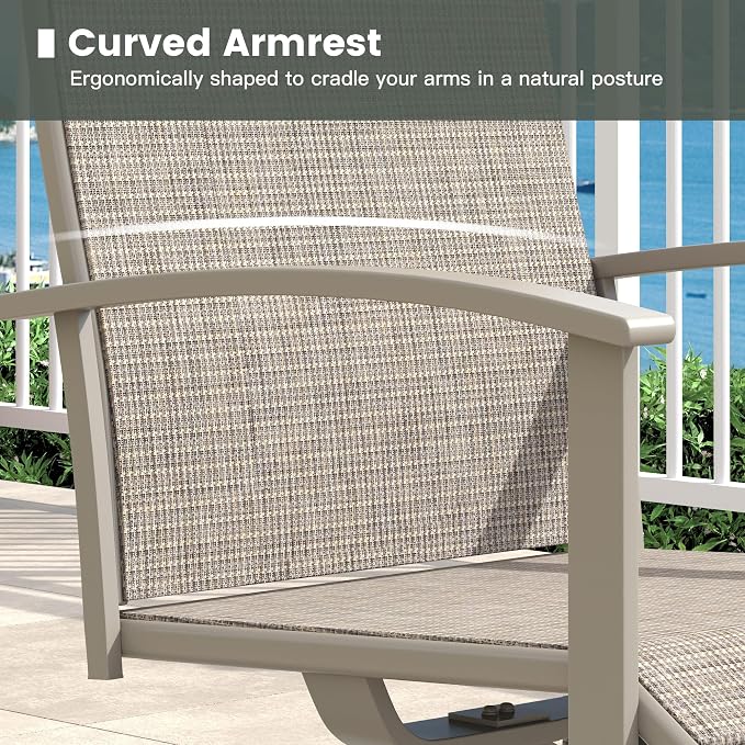 9 Pieces Round Outdoor Table and Chairs Set, Patio Dining Set with 60" Round Spliced Outdoor Table and Patio Swivel Chairs for Backyard Lawn Garden, Sandshell Table and Sandshell Chairs