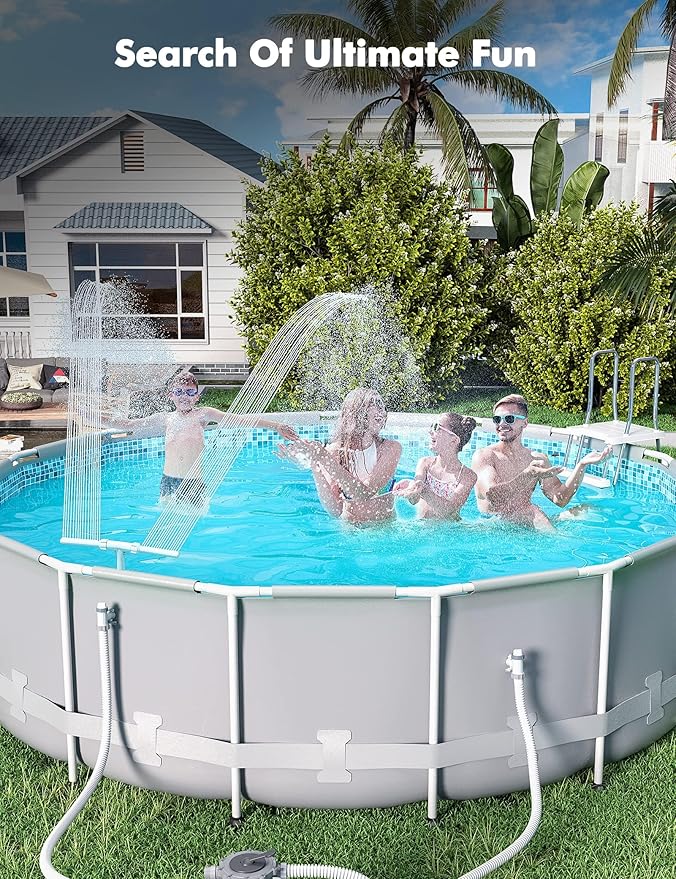 [Patent Pending] 2025 Upgrade Pool Fountain - Dual Spray Water Fountains for Above Ground/Inground Pools, 2-in-1 Adjustable Waterfall Pool Sprinkler Fountain