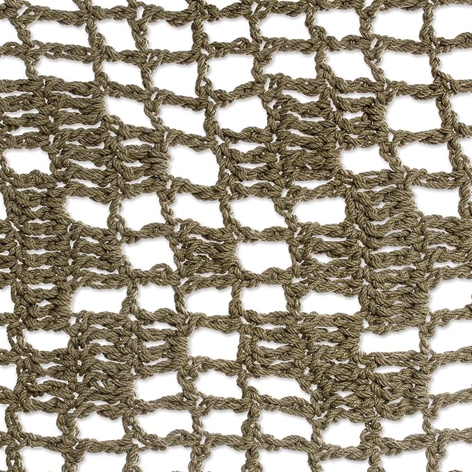 NOVICA Handmade Cotton Rope Hammock Crocheted Fringe Olive Green Double Mexico Solid Maya 'Veranda in Olive Green'Double