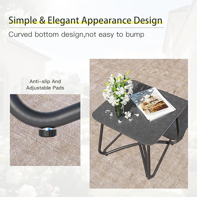 3-Piece Patio Furniture Set, Compact Outdoor Conversation Set with 2 Chairs and Glass Table, Weather-Resistant for Apartment Patio, Small Spaces, Balcony, Backyard – Grey