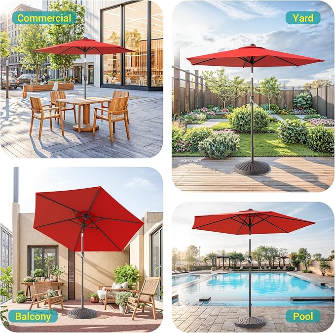 7.5ft Outdoor Umbrella Patio Umbrella,2-Year-Non-Fading,Table Market Patio Umbrella with Push Button Tilt and Crank,for Pool, Deck, Garden,Backyard