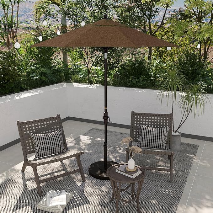 California Umbrella 7.5' Rd. Aluminum Patio Umbrella, Crank Lift, Collar Tilt, Bronze Pole