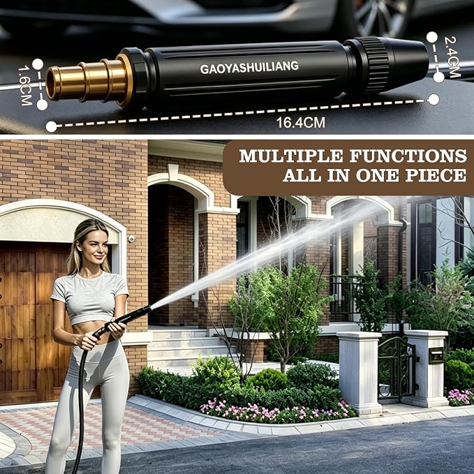 Home High-Pressure Car Wash Water Gun with Booster Nozzle and Fixation, Generic High Pressure Water Gun, Adjustable Spray Settings, for Watering Vegetables, and Car Washing (3pcs) (Pagoda-shaped)