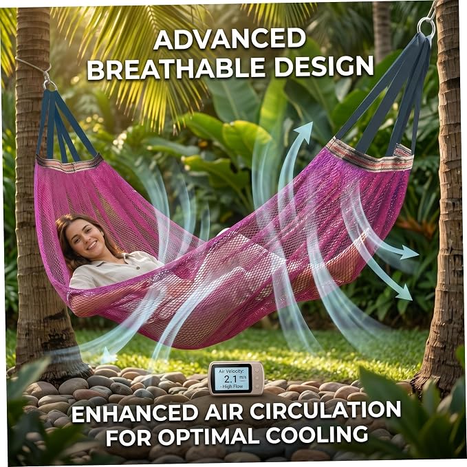 Camping Hammock Lightweight Portable, Anti-roll Breathable Mesh Outdoor Hammock with Tree Straps & Carry Bag, (102.36x51.18in)