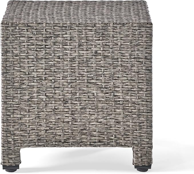 Christopher Knight Home Puerta Outdoor Wicker Side Table, Mixed Black