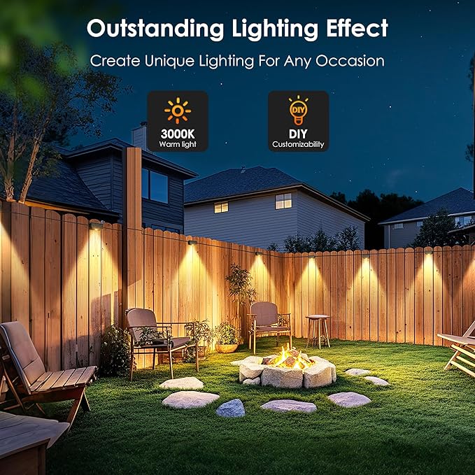 Fence Lights Outdoor 10 Pack, Waterproof IP65 Deck Lights with 3 Modes High Brightness LED Step Lights for Outside, Backyard, Railing, Patio, Pool, Garden