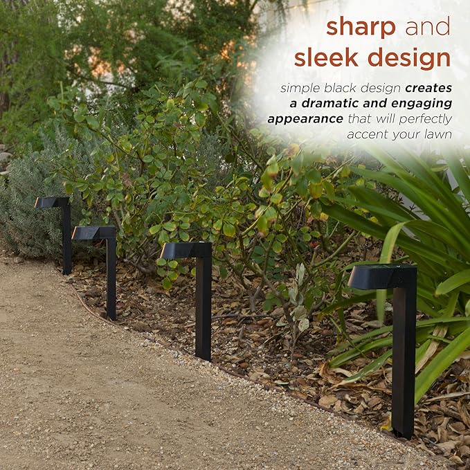 Alpine Corporation Solar-Powered Black Abstract Pathway Lights, 4-Piece (Pack of 2)