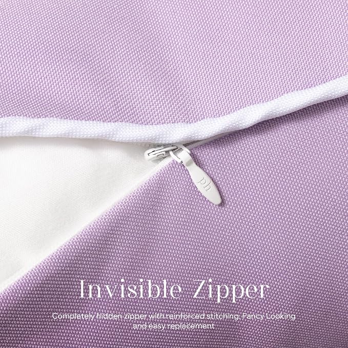 Phantoscope Pack of 2 Outdoor Waterproof Throw Pillow Covers Decorative Square Cushion Case Patio Pillows for Couch Tent, Lavender Purple 12x20 inches