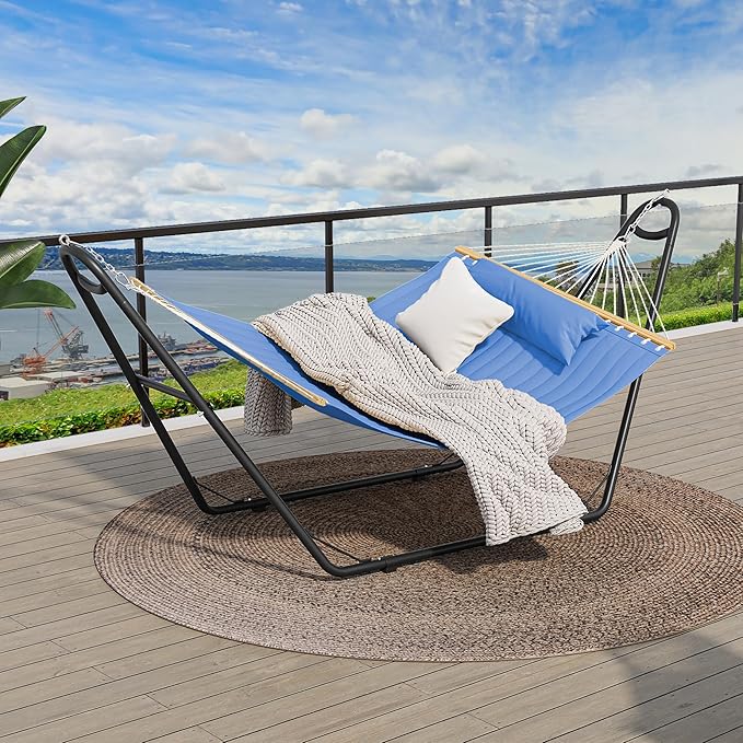 YITAHOME Hammock with Stand Included Hammock Heavy Duty Hammocks 12FT Waterproof Portable Hammock with Pillow Storage Bags 450lbs for Outdoors,Backyard,Blue