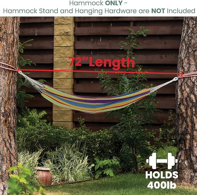 Northlight 72" Yellow and Blue Striped Woven Double Brazilian Hammock