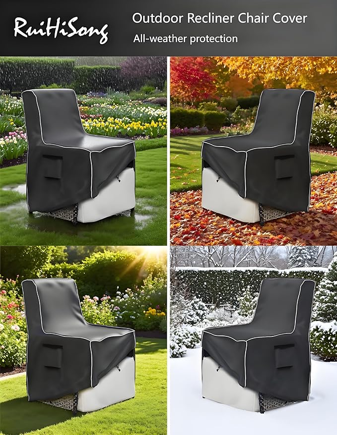 Outdoor Recliner Chair Cover,600D Heavy Duty Patio Chair Cover,Outdoor Furniture Storage Cover for All Weather Protection