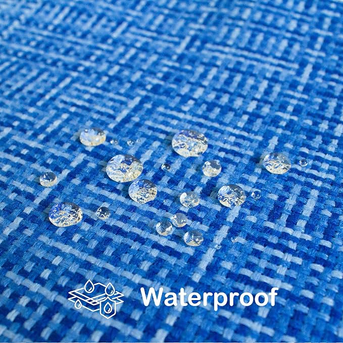 Kevin Textile Outdoor Waterproof 22x22 Inch Pillow Covers 2 Pack, Blue | Water Resistant, Faux Linen Yarn-dyed, Woven Texture Throw Pillow Covers for Tent Patio Garden Couch Sofa