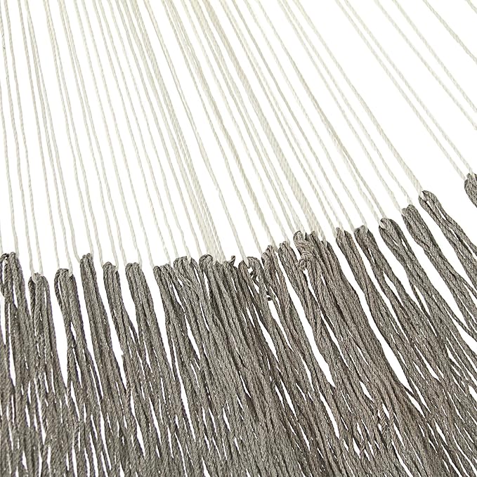 NOVICA Grey Hand Woven Cotton Mayan 1 Person Rope Hammock with Hanging Accessories, 'Ashen Beach' (Single)