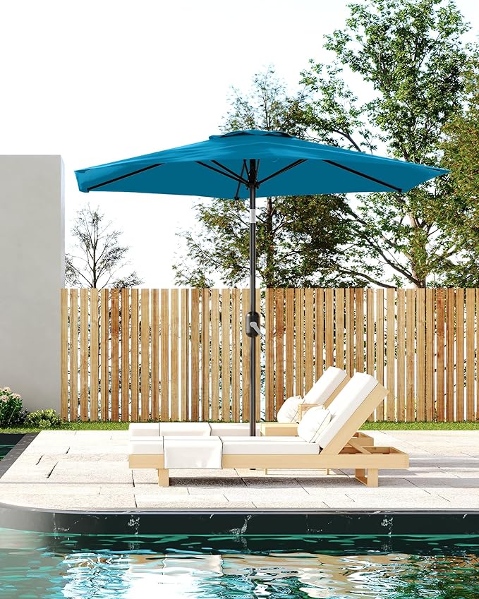 7.5 ft Outdoor Patio Market Umbrella, Light Turquoise Blue