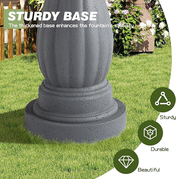 47.4'H Italian Outdoor Garden Water Fountains, Fountains and Waterfalls Outside, Large Cascading Indoor Floor-Standing Resin Bubbler Fountain Features w/Pump for Patio and Yard Decor (Grey)