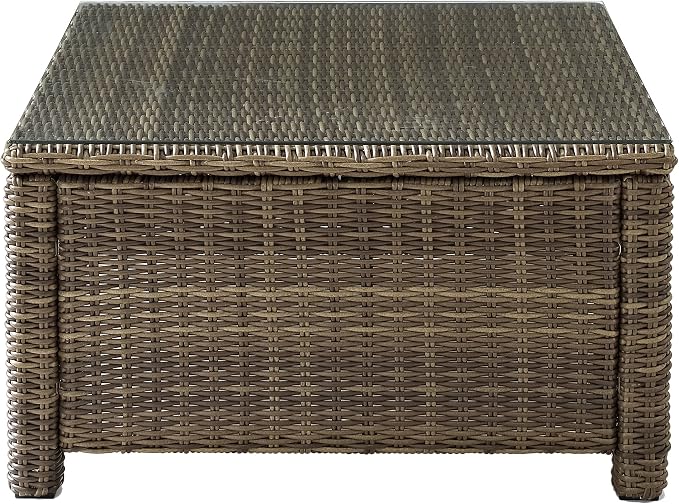 Crosley Furniture Bradenton 4-Piece Outdoor Sectional Sofa Wicker Conversation Patio Furniture Set for Deck, Brown with Sangria Cushions