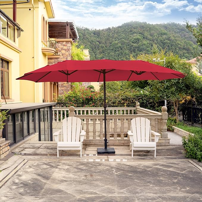 WO Home Furniture Patio Umbrella Twin Double (Extra Long) Outdoor Extra Long Umbrella 15' ft x 9' ft