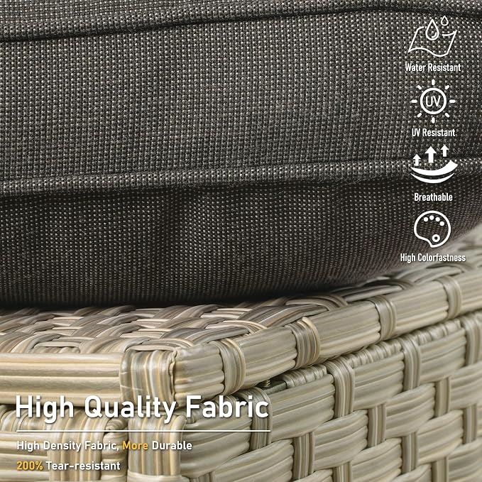 HOOOWOOO 6 Piece Patio Furniture Conversation Sets with Swivel Rocking Chairs,Outdoor Wicker Furniture with Ottoman,All Weather Resistant High Back Rattan Conversational Set(Black)