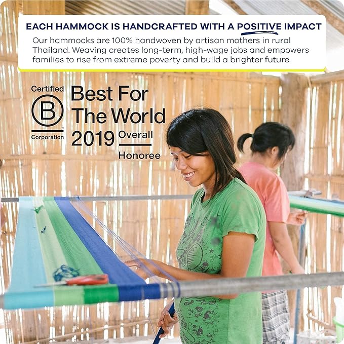 Handwoven Classic Double Hammock and Tree Strap Bundle: Shareable, Weathersafe Hammocks, Yellow Leaf Hammocks - “St. Lucia” Hammock, Fits 1-2 People (400 lbs) + Go Anywhere Hammock Straps - Extra Long