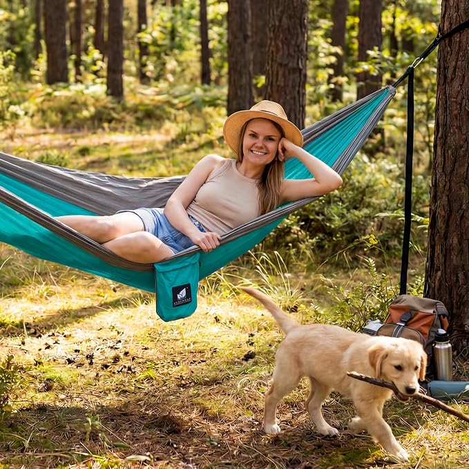 SUNCREAT Hammocks Backpacking Hammock for Camping, Lightweight Camping Hammock for Outside, Blue Green