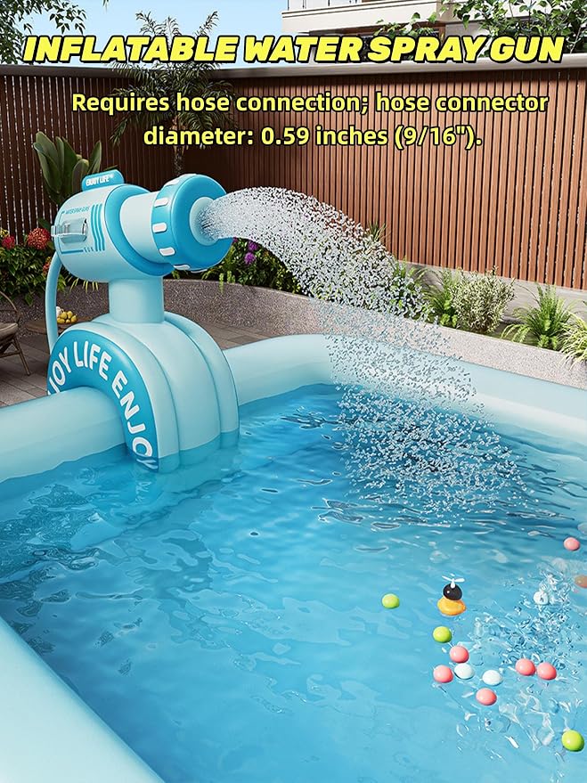 Inflatable Swimming Pool with Canopy & Air Pump & Inflatable Water Spray Gun, 118" Swimming Pool for Adults, Large Blow Up Pool Ideal for Family Backyard Garden Party, Outdoor Summer Fun